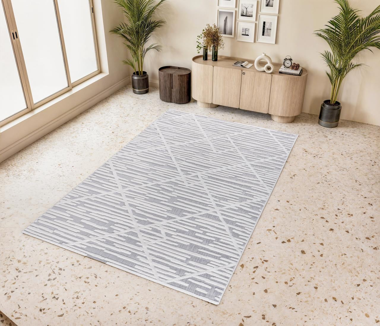 Alfombra Roma / 0024A / White - Grey