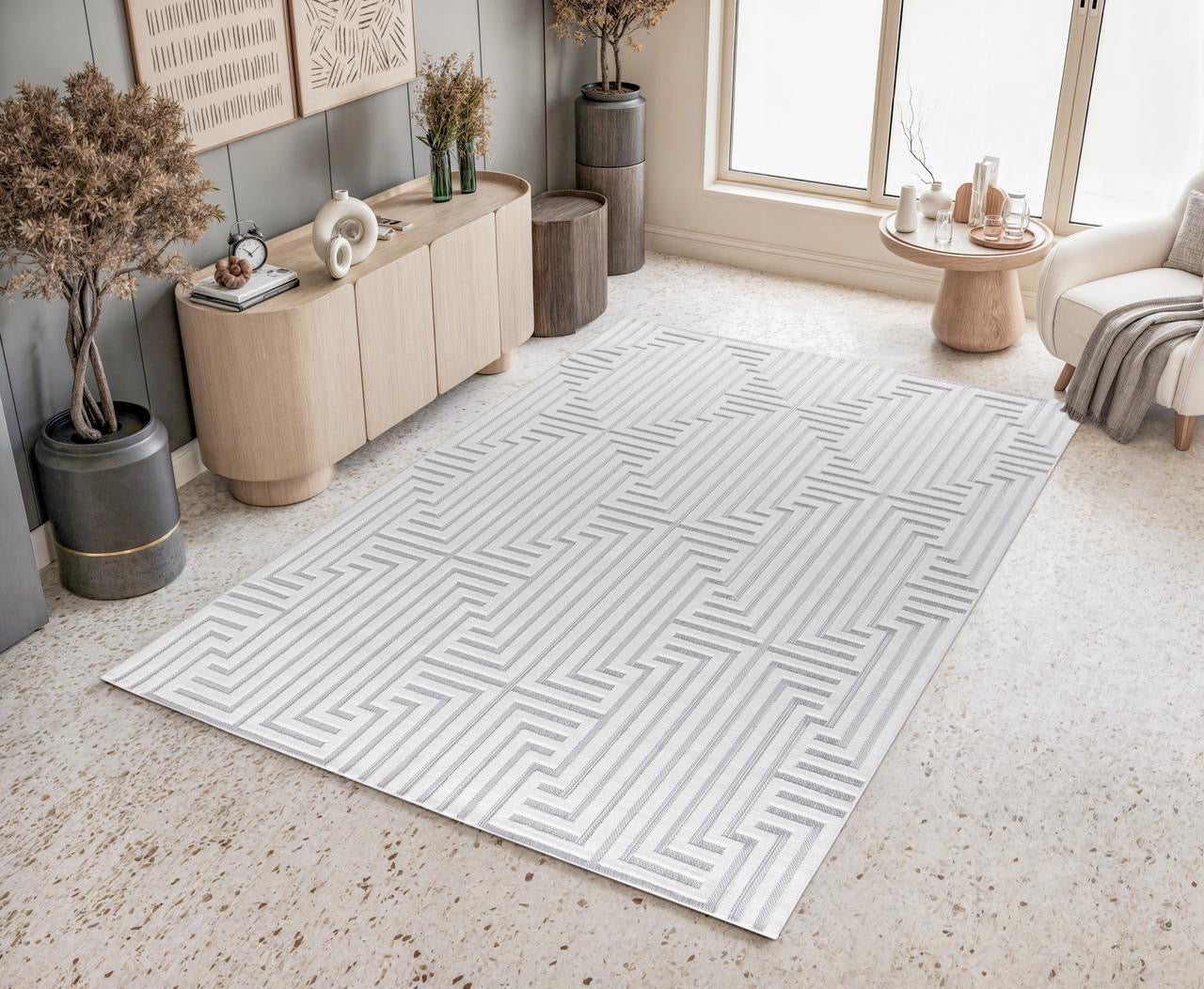 Alfombra Roma / 0025A / White - Grey