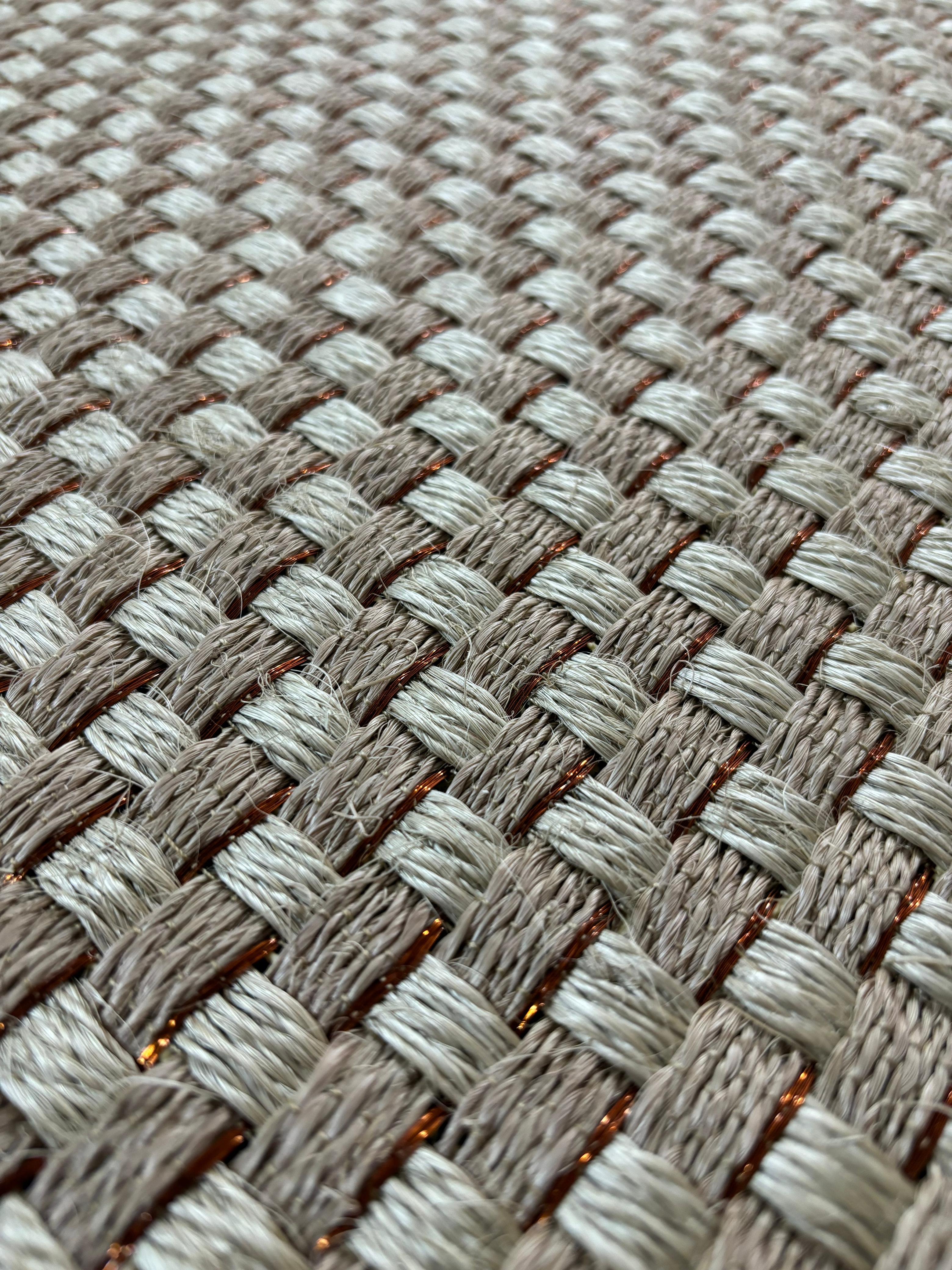 Tapete tejido Canasto en Dos Tonos de Fique y Cobre / F40