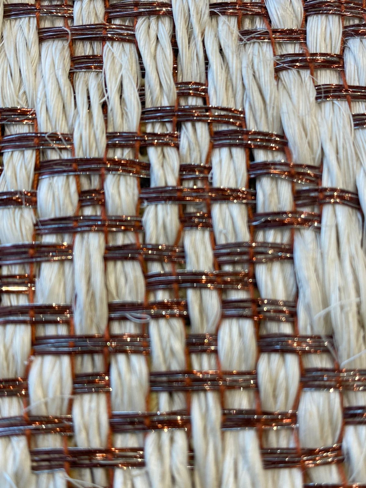 Tapete Tejido Martina en Fique, Metal Plata y Cobre Uva, Degradé / F28