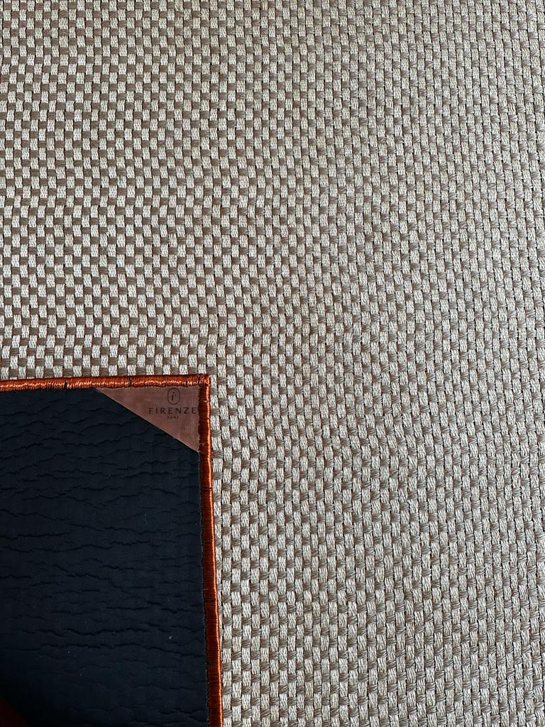 Tapete Tejido Canasto en Fique y Cobre, Borde en Cobre  / F4